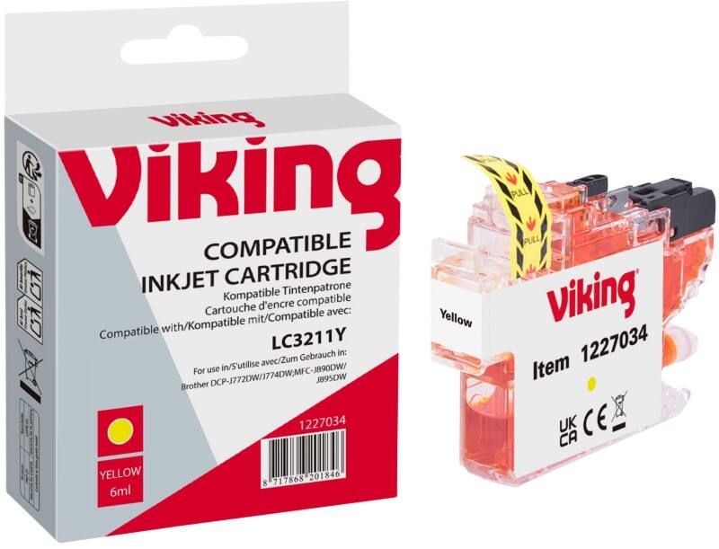 Cartouche jet d'encre Viking LC3211 Compatible Brother Jaune