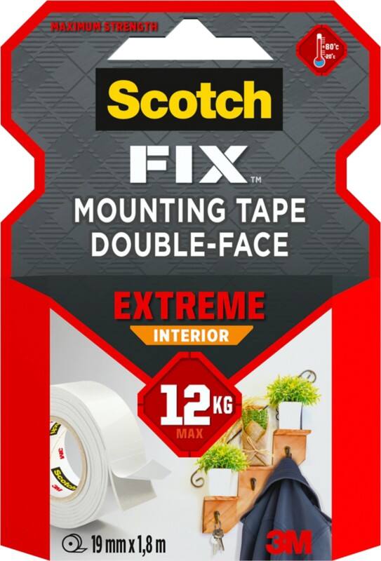 Ruban adhésif de montage Scotch-Fix Extreme Interior Blanc 19 mm x 1,8 m