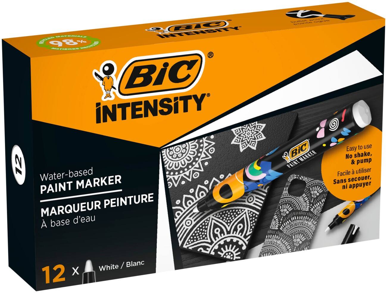 Marqueur peinture BIC Permanent Blanc Moyen Conique 2,3 mm 12 unités