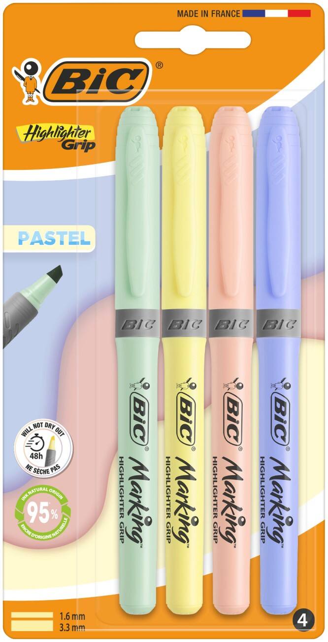 Surligneur BIC Assortiment Moyen Biseauté 1,6 mm 4 unités
