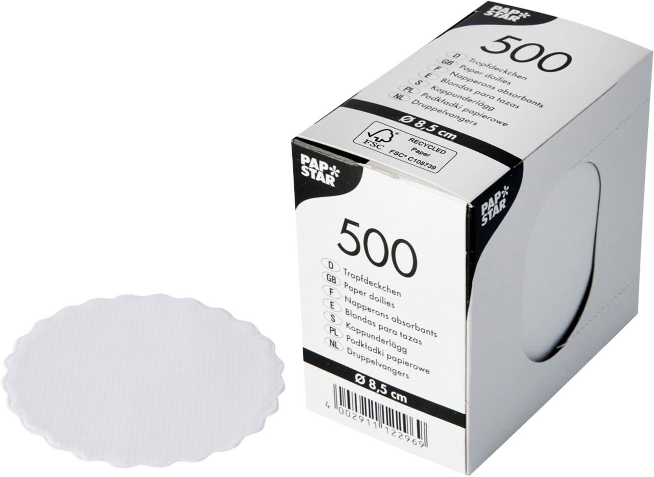 Napperons absorbants PAPSTAR Rond Blanc 8,5 cm 500 unités