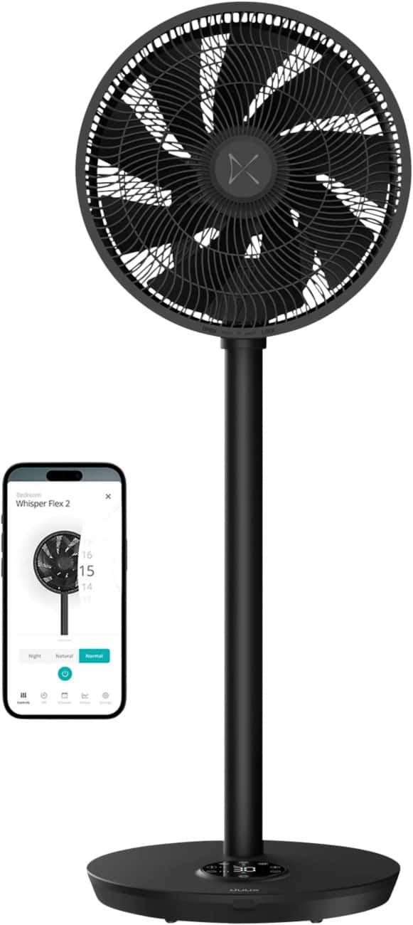 Ventilateur sur pied Duux Whisper Flex Smart 2 Hauteur ajustable 26 vitesses Noir
