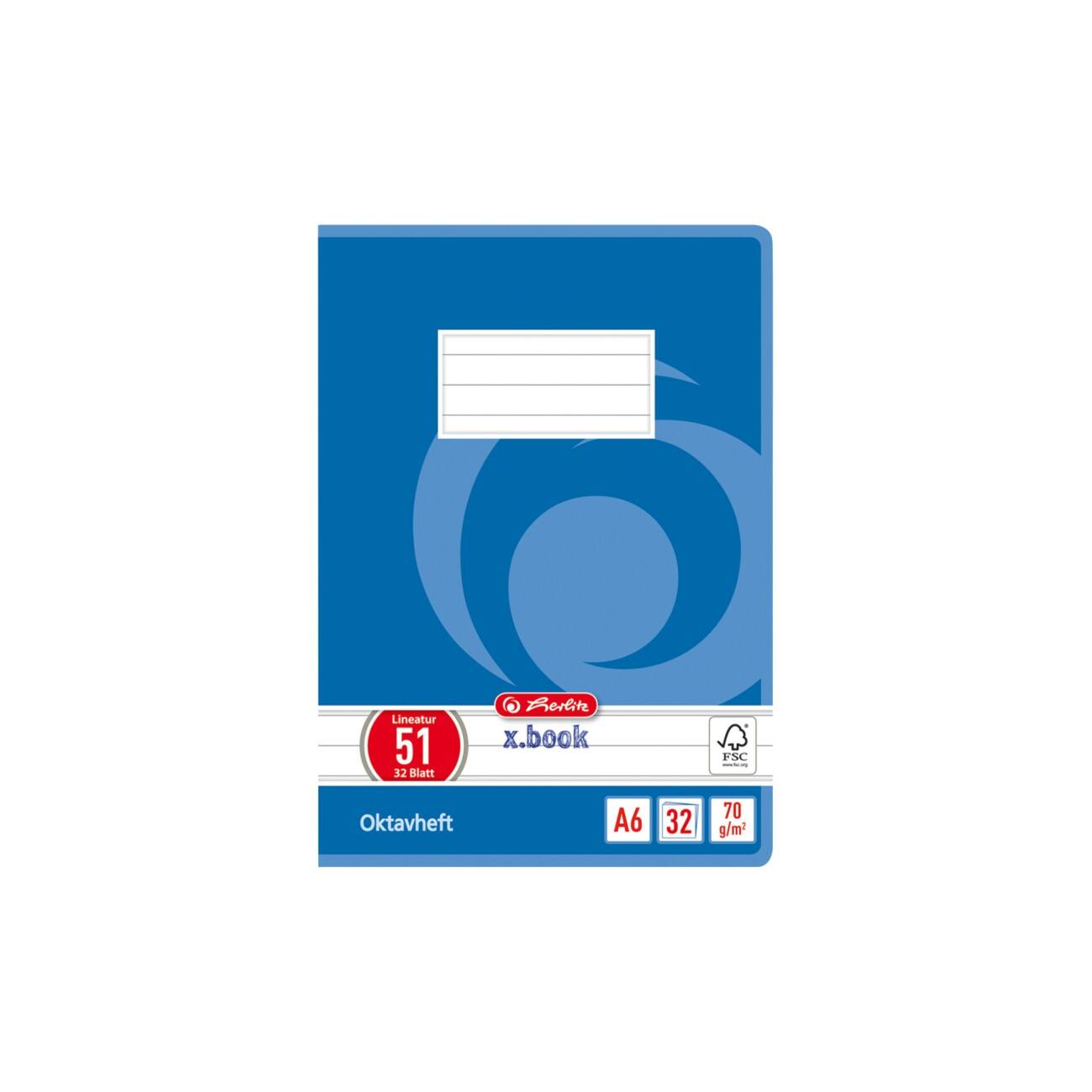 Cahier herlitz A6 Bleu 32 feuilles Ligné Motif tourbillon