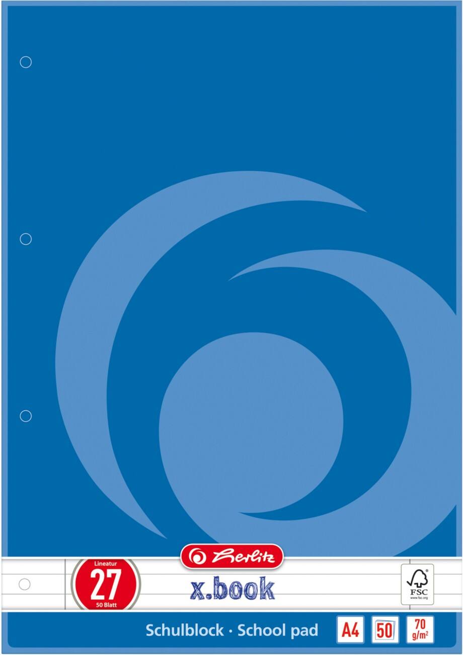 Bloc-notes herlitz A4 Bleu 50 feuilles