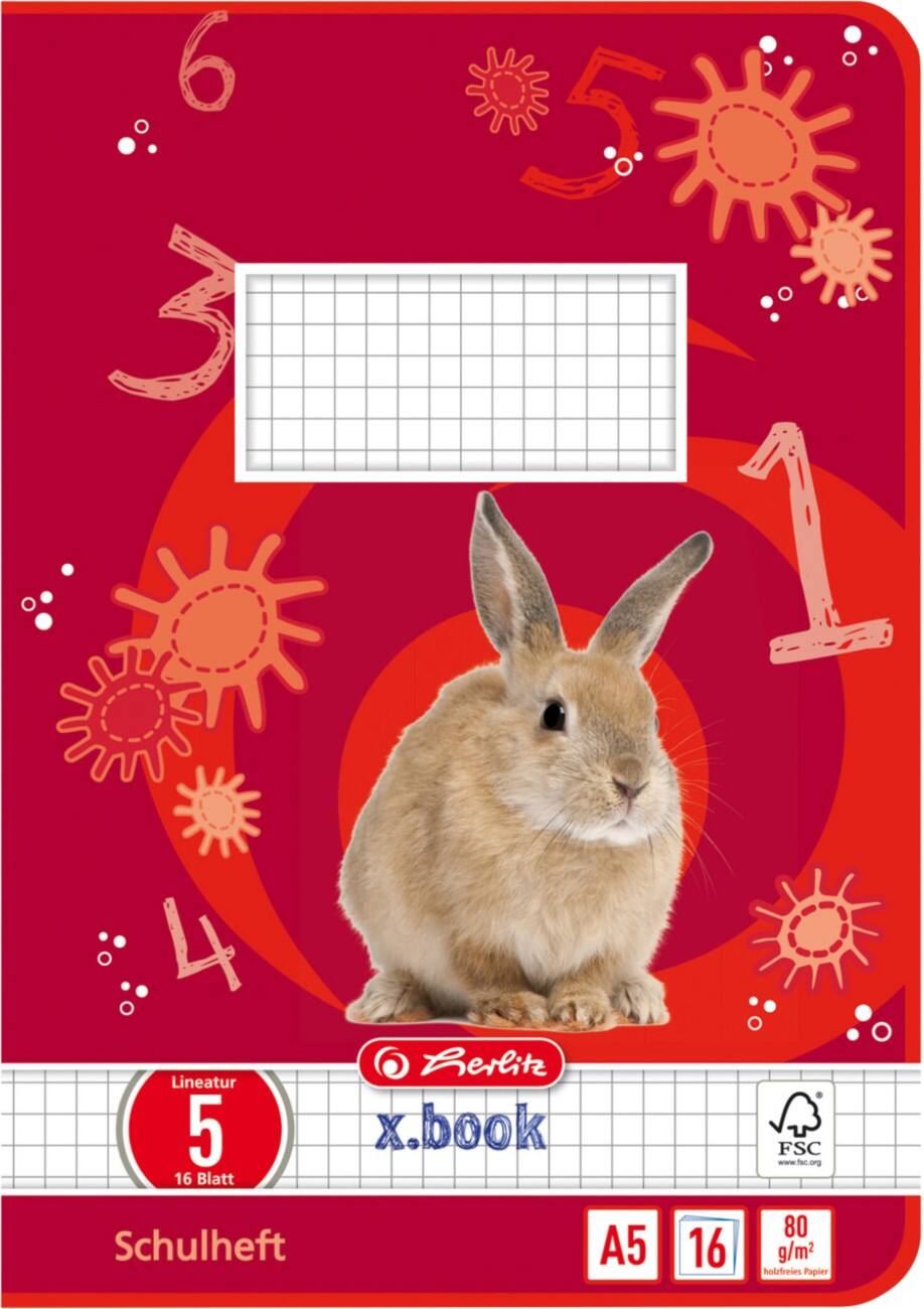 Cahier d’exercice herlitz A5 Rouge 16 feuilles Motif lapin