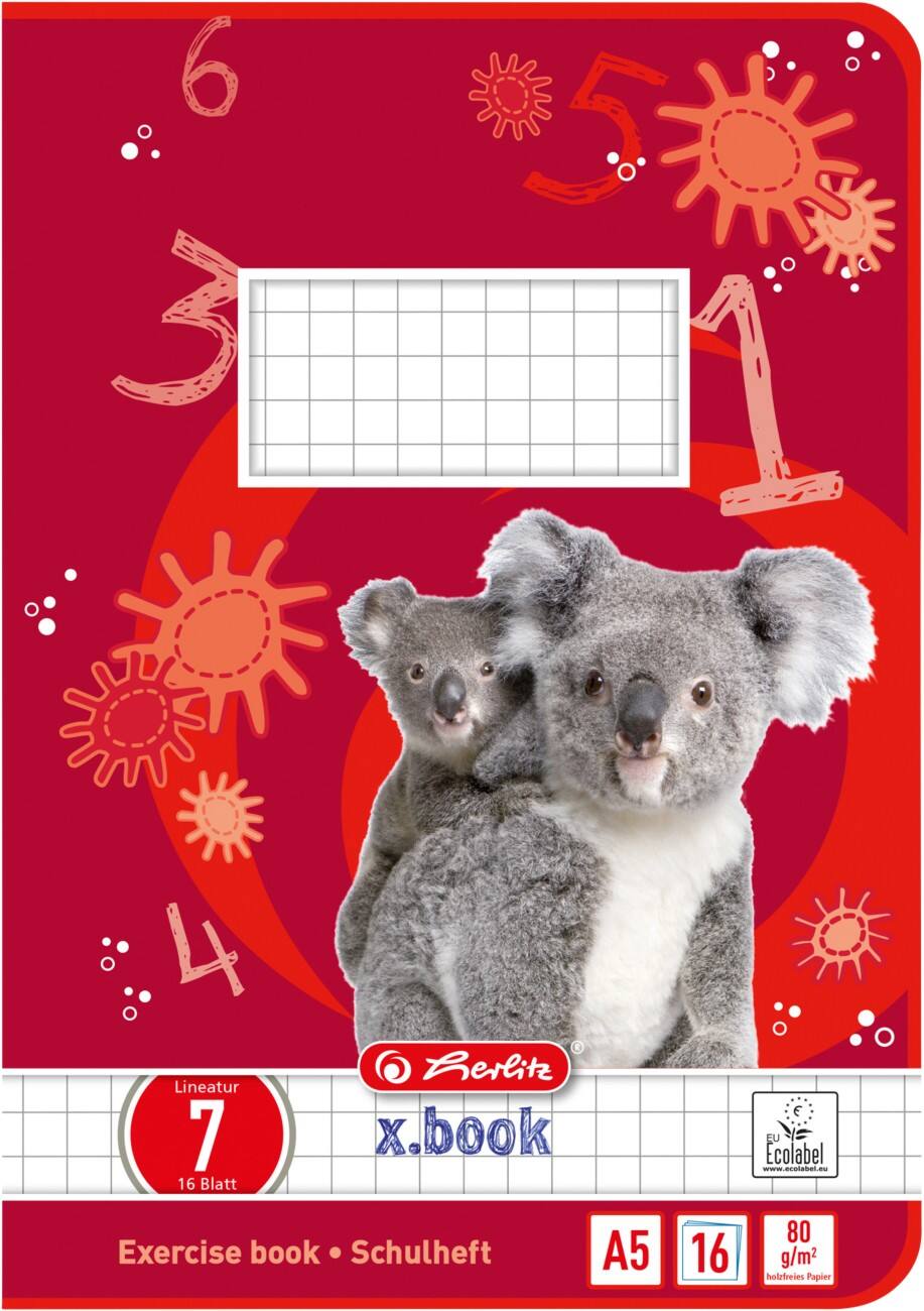 Cahier d’exercice herlitz A5 Rouge 16 feuilles Motif koala