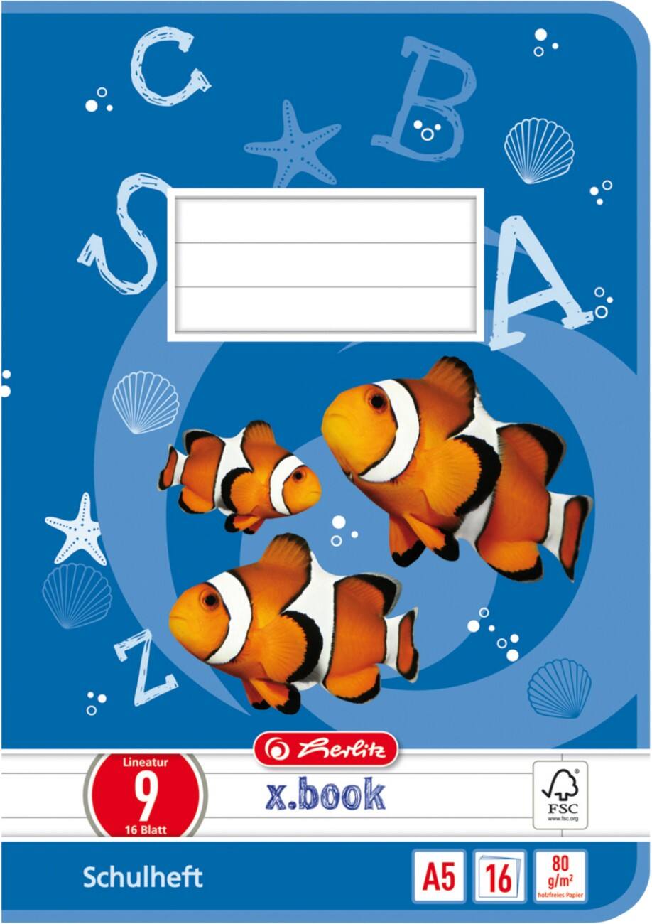 Cahier d’exercice herlitz A5 Bleu 16 feuilles Motif poissons
