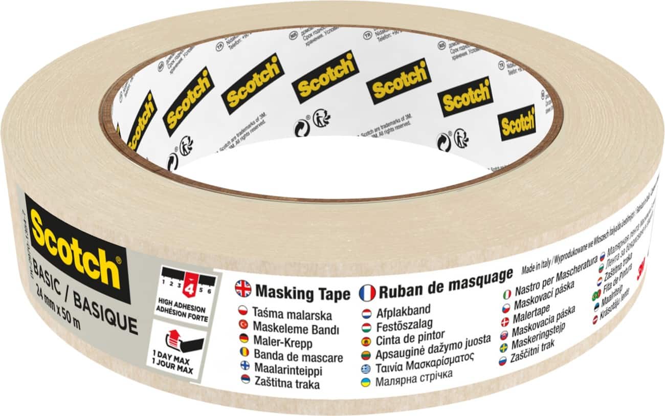 Ruban de masquage Scotch Basic Blanc 24 mm (l) x 50 m (L) Papier