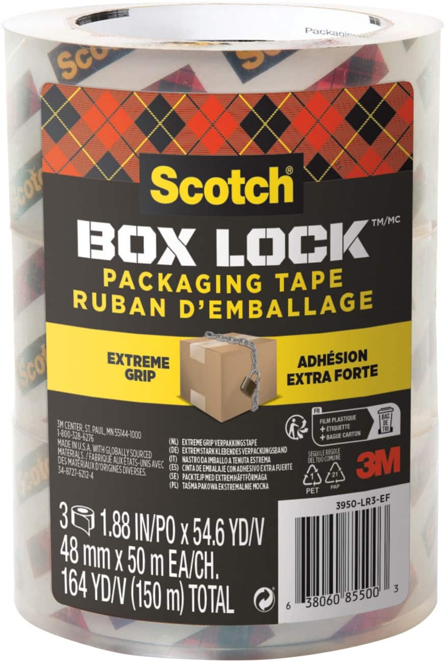 Ruban adhésif d'emballage Scotch Transparent 106 mm (l) x 50 m (L) PP (Polypropylène) 3 unités