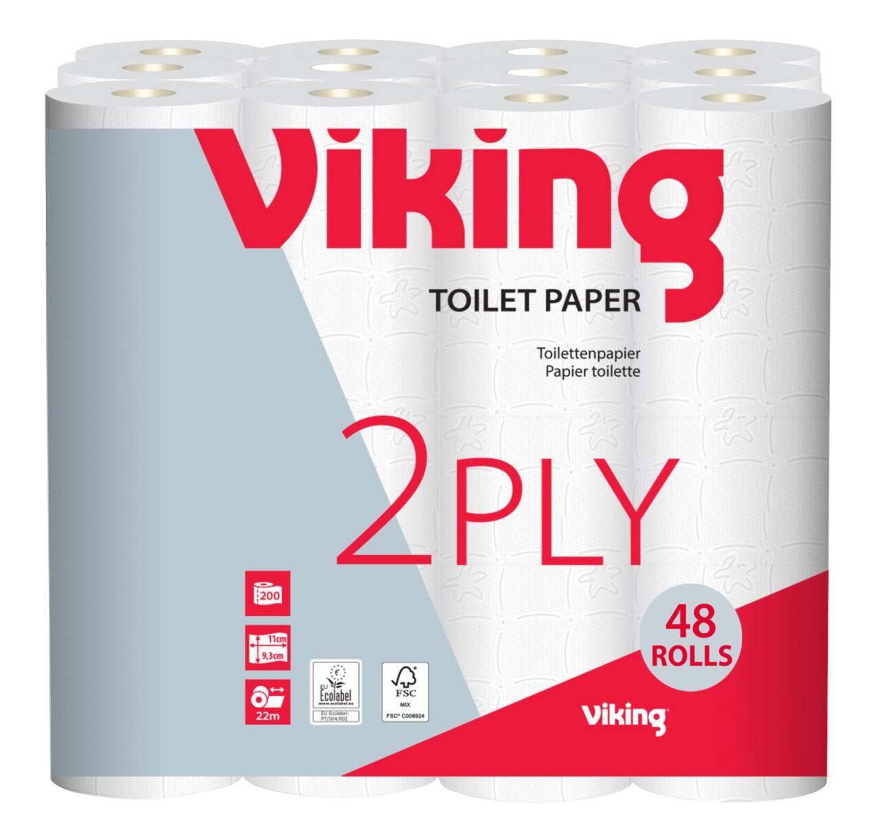 Papier toilette Viking 2 épaisseurs 48 rouleaux de 200 feuilles