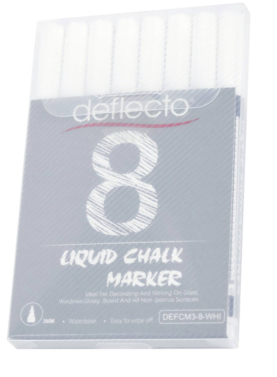 Marqueur craie Deflecto Non permanent Blanc Fin Biseauté 3 mm 8 unités