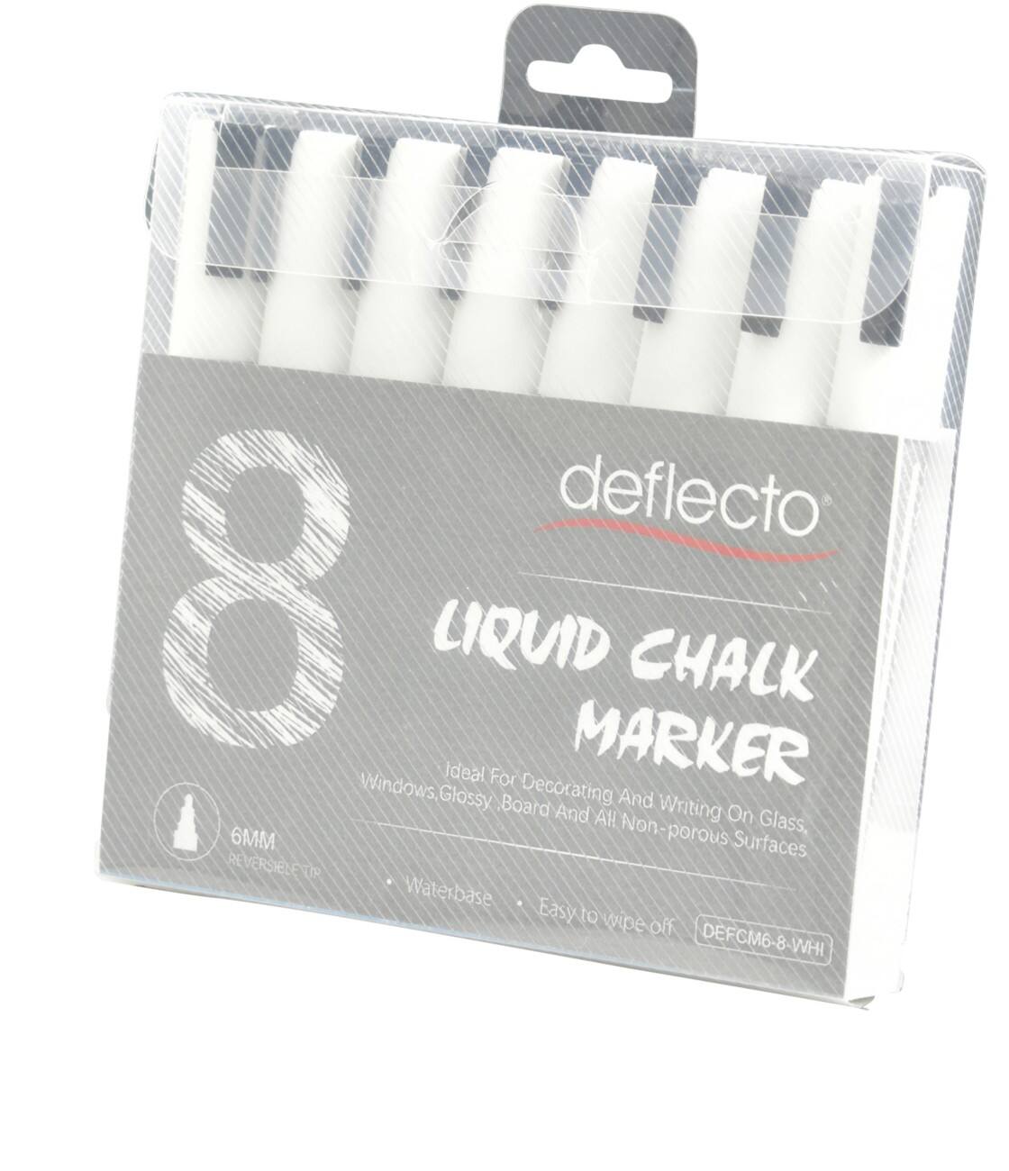 Marqueur craie Deflecto Non permanent Blanc Large Biseauté 6 mm 8 unités