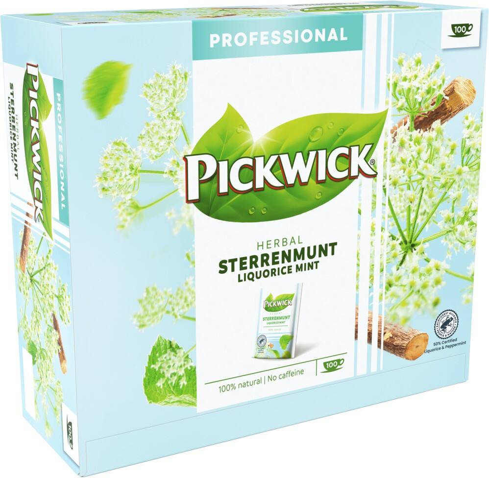 Thé Pickwick Professional Sachets Réglisse, menthe poivrée 100 unités