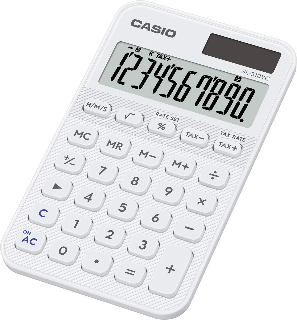 Calculatrice de poche Casio Colorful 10 chiffres Blanc SL-310YC-WE