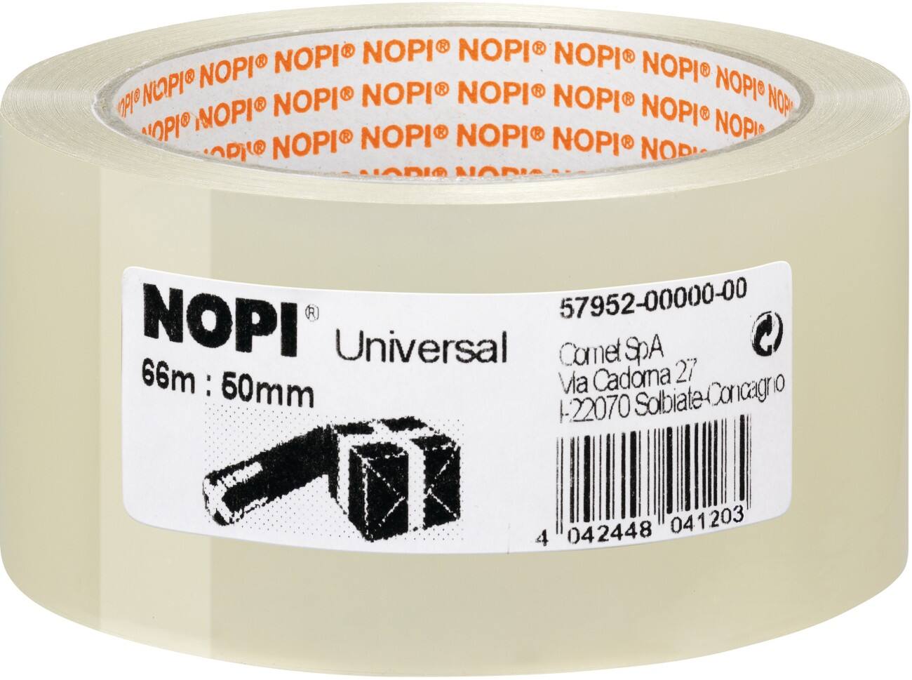 Ruban adhésif d'emballage Nopi Transparent 50 mm (l) x 66 m (L) PP (Polypropylène) Universal