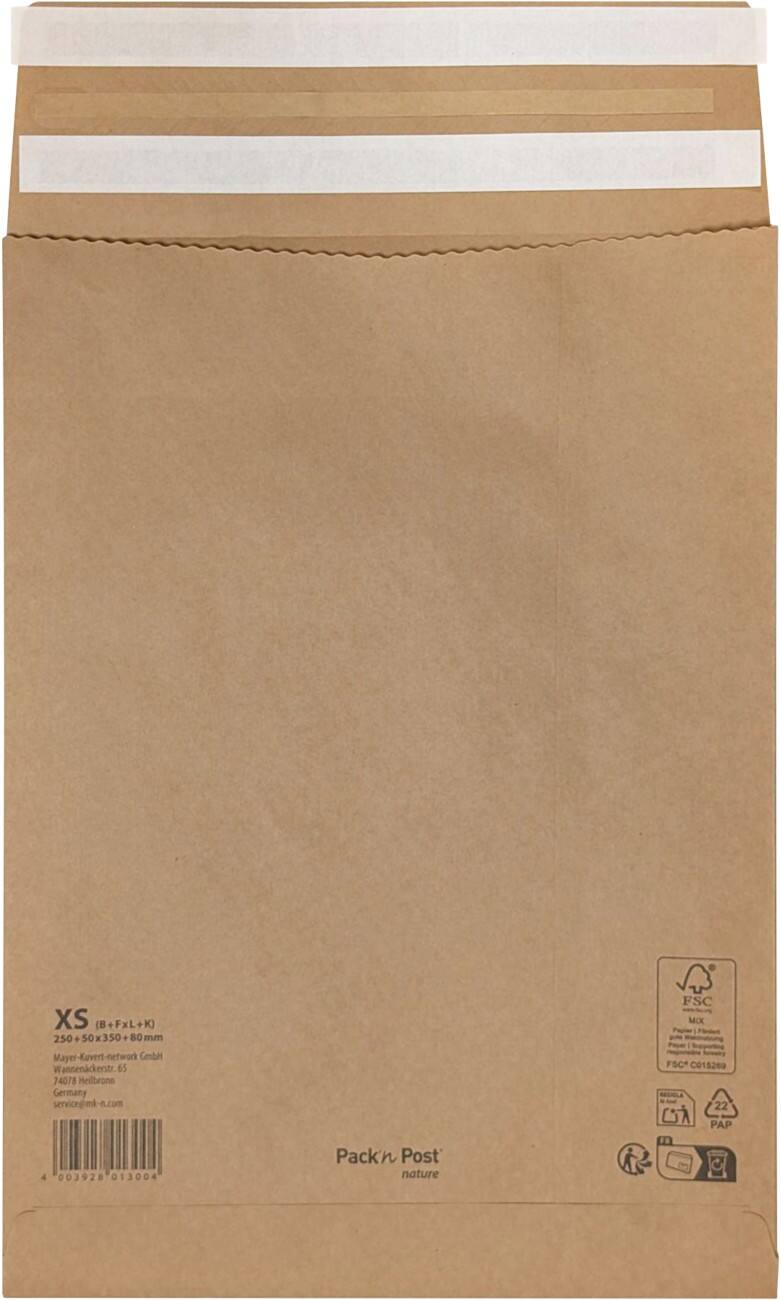 Pochette d'envoi Gusset B4 Bande adhésive Brun Sans fenêtre 100 g/m² 250 unités