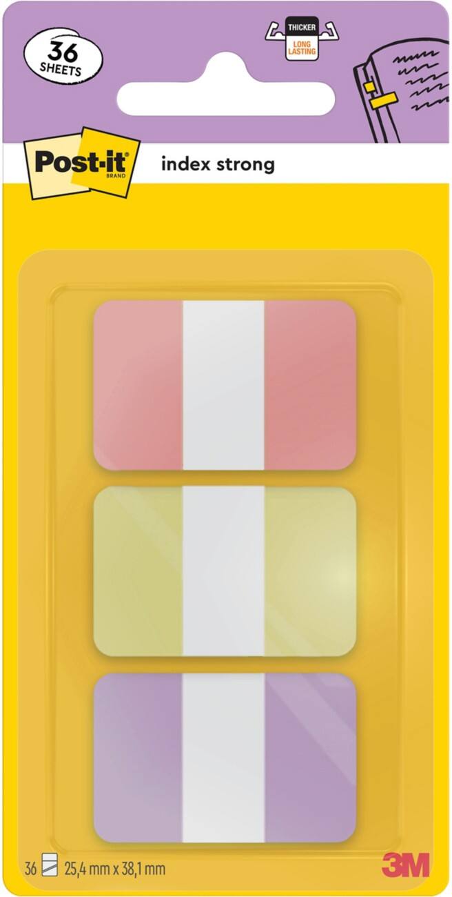 Marque-pages Post-it Rectangulaire 6,985 x 13,97 x 0,07 cm Pastel Jaune, rose, violet 36 unités