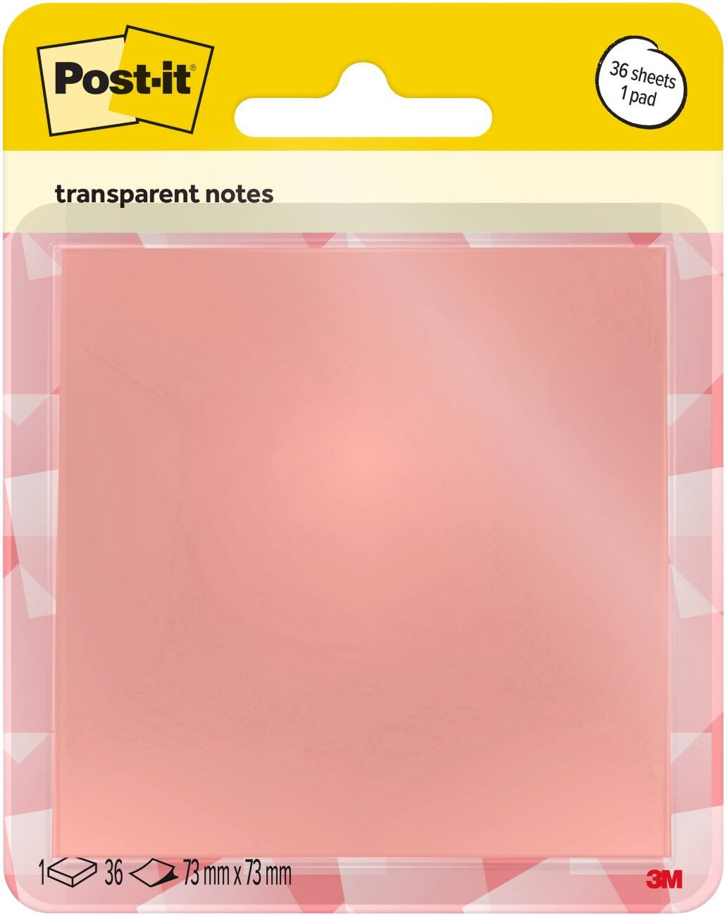 Notes adhésives Post-it Carré 95,25 x 8,89 mm Transparent Orange pastel