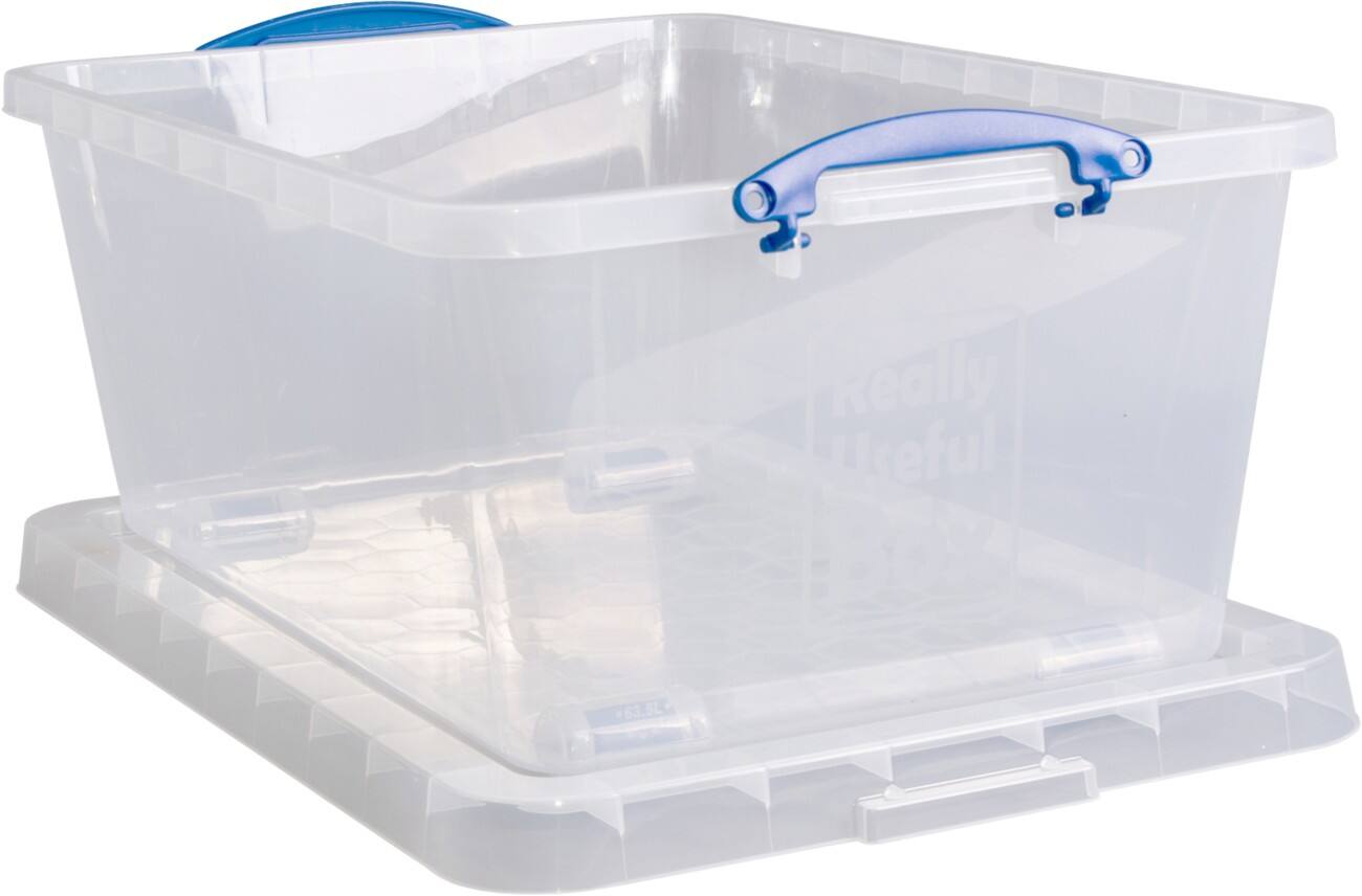 Boîte de rangement Really Useful Box Plastique 63,5 L Avec couvercle Transparent 46 x 72,5 x 30 cm 3 unités