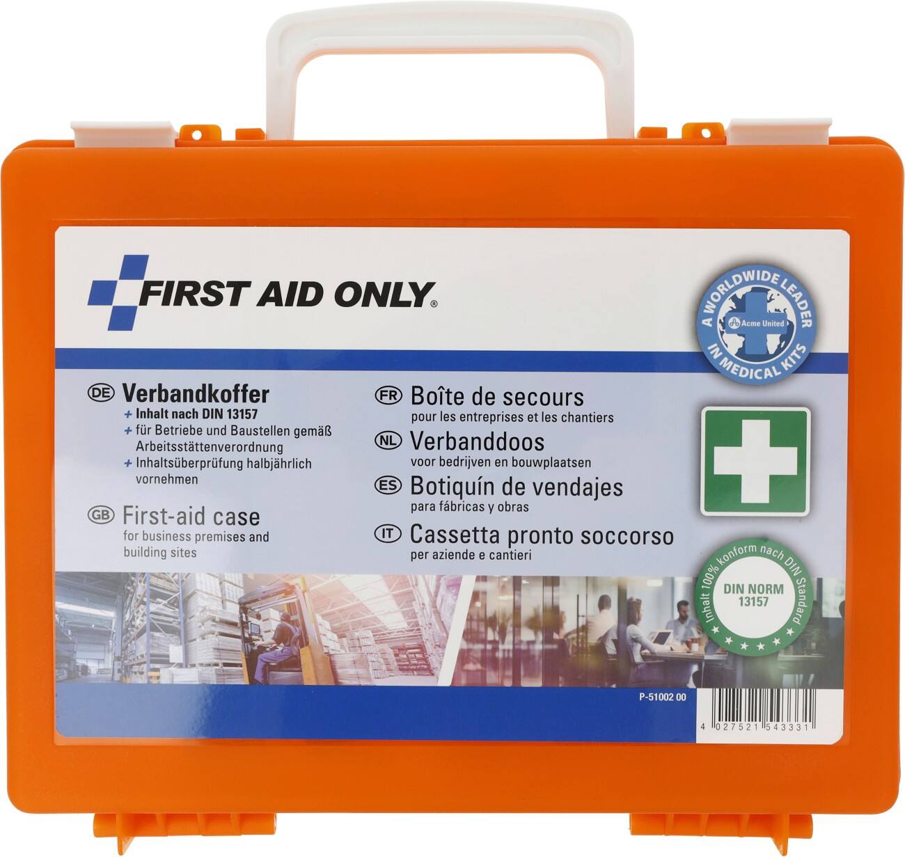 Trousse de secours First Aid Only Orange Avec poignée Conforme à la norme DIN 13157