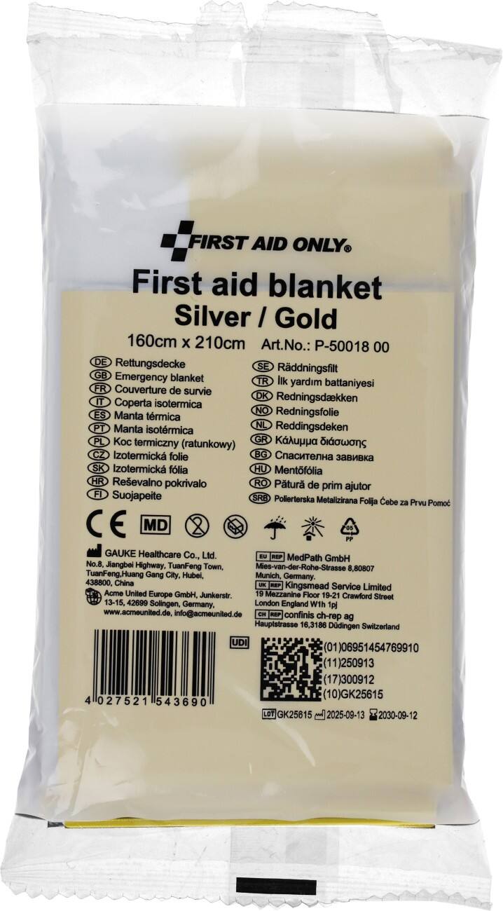 Couverture de survie First Aid Only Argenté, doré 160 x 210 cm