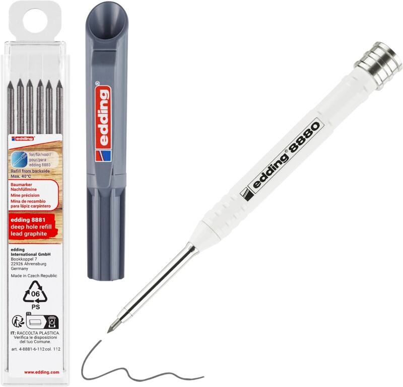 Marqueur pour trous profonds edding Gris 8880 6 unités