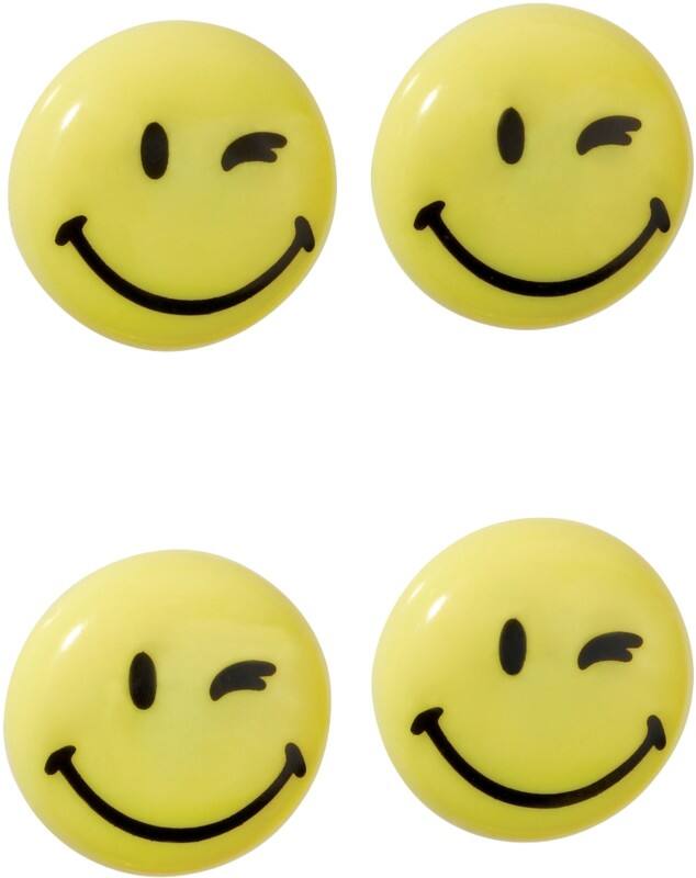 Aimants pour tableau blanc Franken Rond Jaune Smiley 4 unités 40 mm
