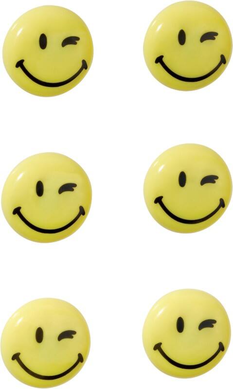 Aimants pour tableau blanc Franken Rond Jaune Smiley 6 unités 30 mm