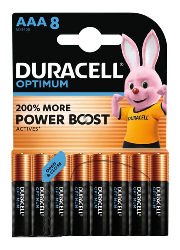 Pile Duracell Optimum AAA LR03 Alcaline 1,5 V 8 unités