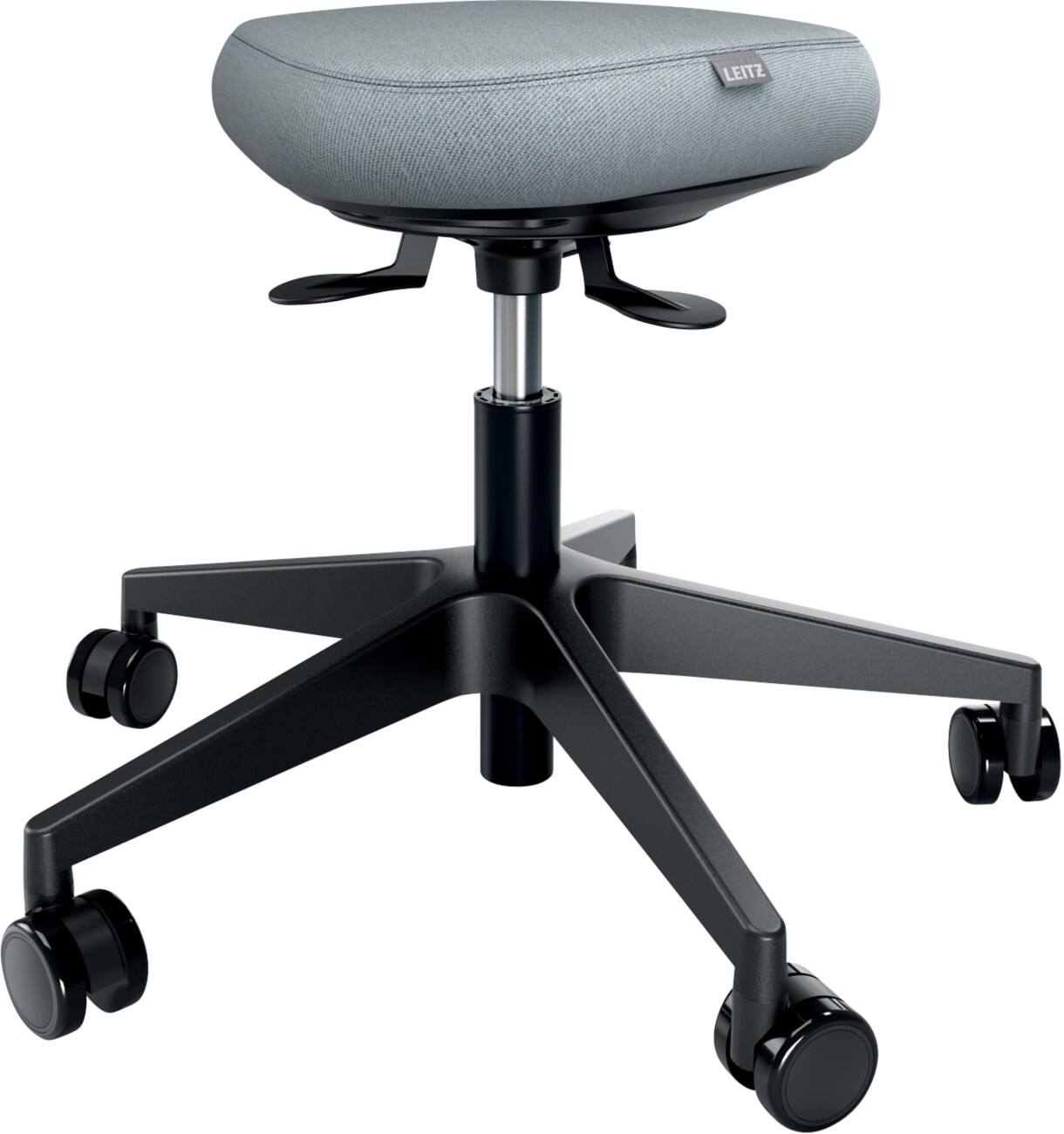 Tabouret assise active Leitz Ergo 6577 ergonomique avec roulettes et siège oscillant et réglable, Noir