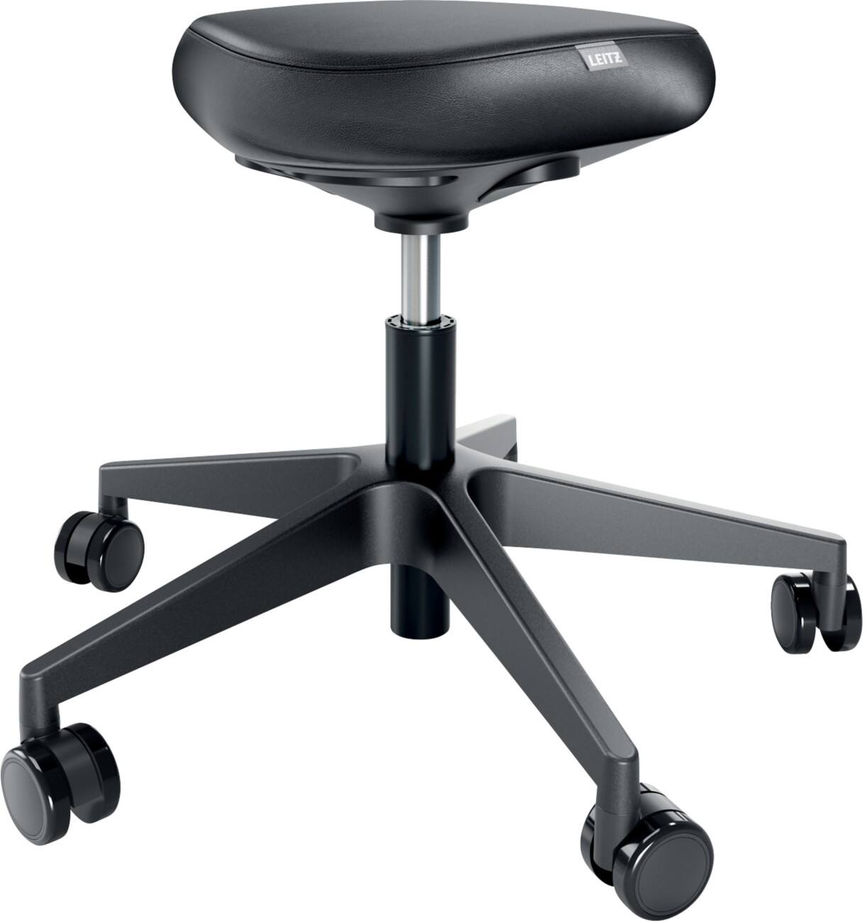 Tabouret Leitz Ergo 6578 Ergonomique avec roulettes et siège confortable et réglable, Noir