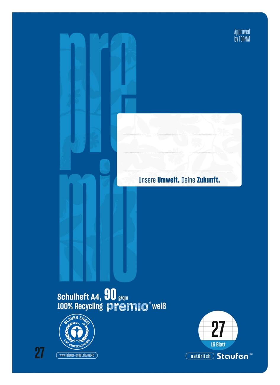 Cahier d'exercice Staufen Premio A4 Page blanche Agrafé Bleu Sans perforation 040782020