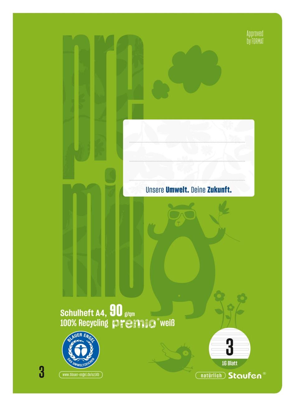 Cahier d'exercices Premio Lin3 A4 16 feuilles 90 g/m² Vert 21 Lignes doubles