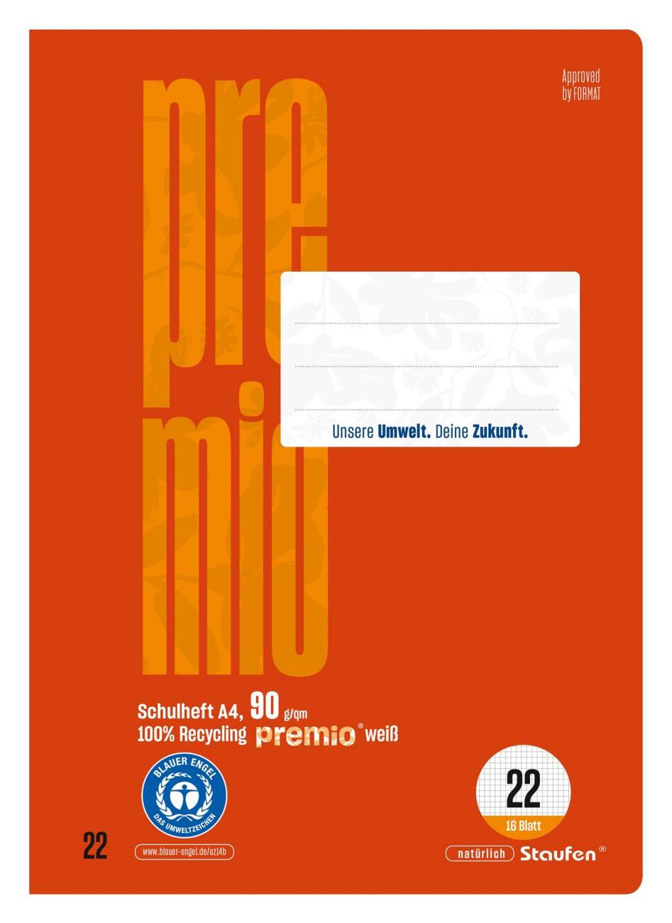 Cahier d'exercice Premio Lin22 A4 16 feuilles 90 g/m² Rouge 5 mm Quadrillé