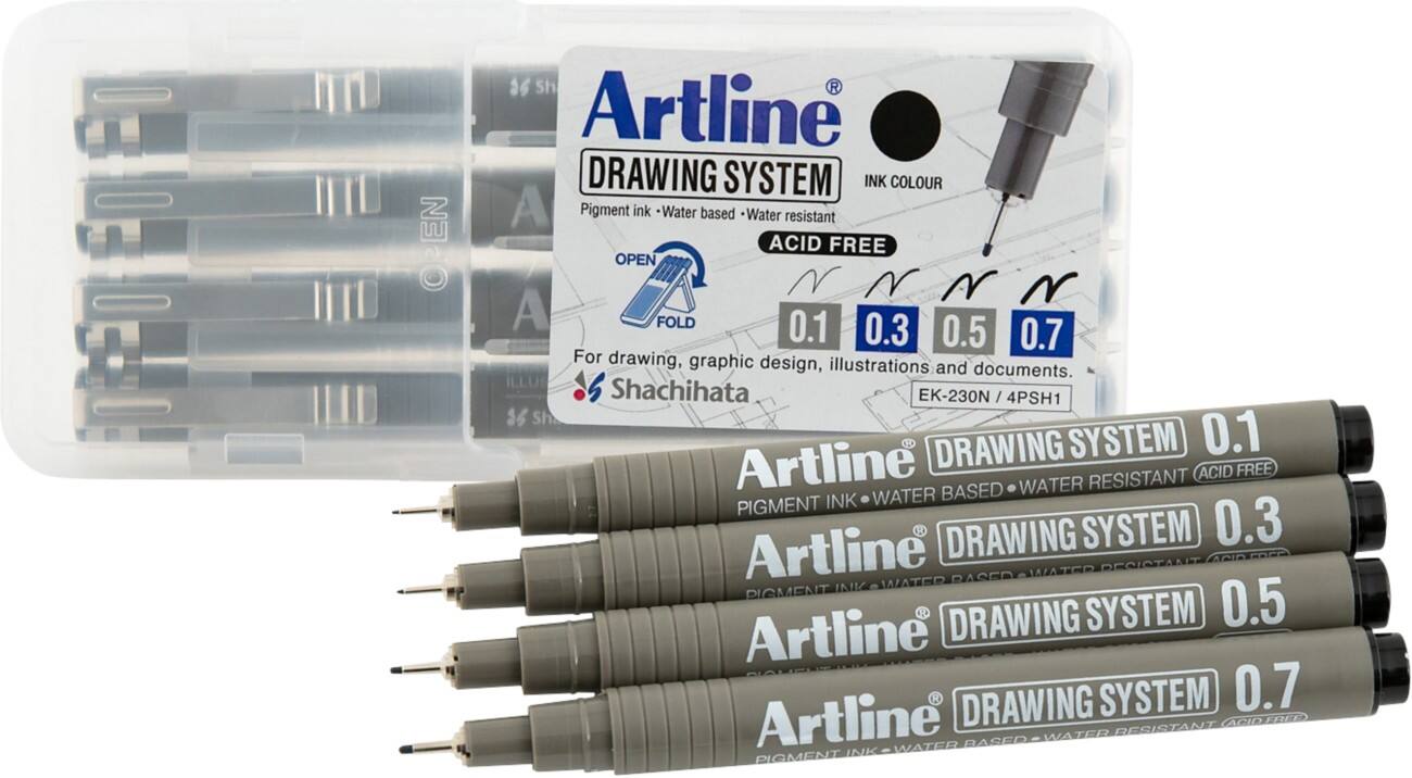 Stylo-feutre Artline Fin Noir 4 unités