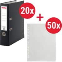 Classeur à levier Viking Large A4 75 mm Noir 2 Anneaux 6703-SZ Plastique Mat Portrait  20 Unités