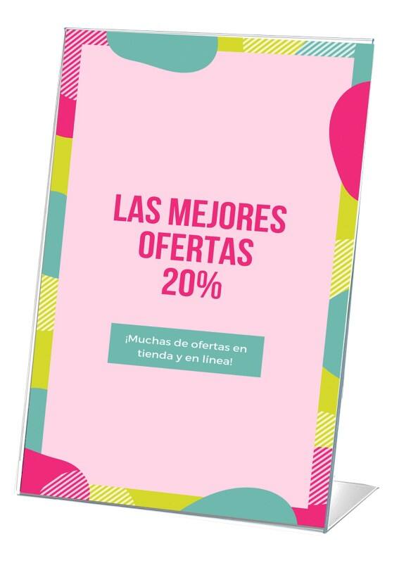 Porte-visuel Archivo 2000 A8 En forme de L 5,5 (l) x 3 (p) x 7,5 (h) cm Transparent