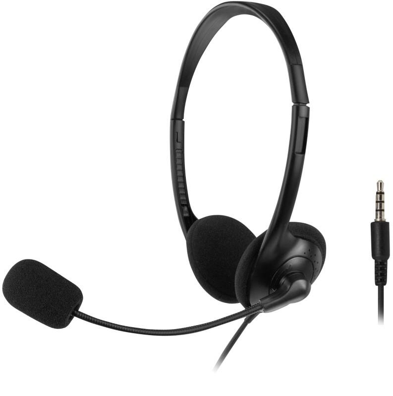 Casque audio ACT Avec fil Sur tête Non Avec Microphone Stéréo Noir