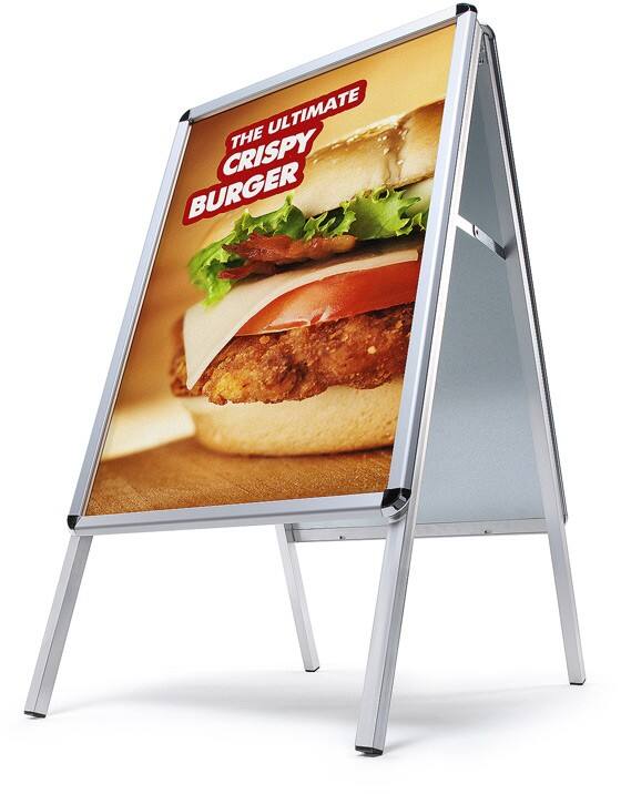 SHOWDOWN A-Board 32mm Foldable Stop-Trottoir 2 Panneaux A1 Aluminium Argenté Imperméable, Résistant aux UV ZPA1R32MEVIK