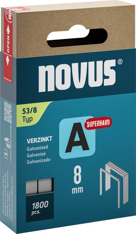 Agrafes Novus A Type 53 042-0775 8 mm Superhard 1 800 unités
