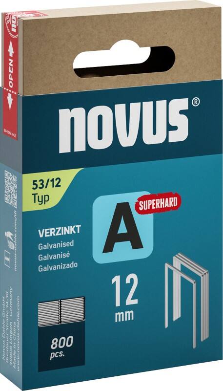 Agrafes Novus A Type 53 042-0780 12 mm Superhard 800 unités