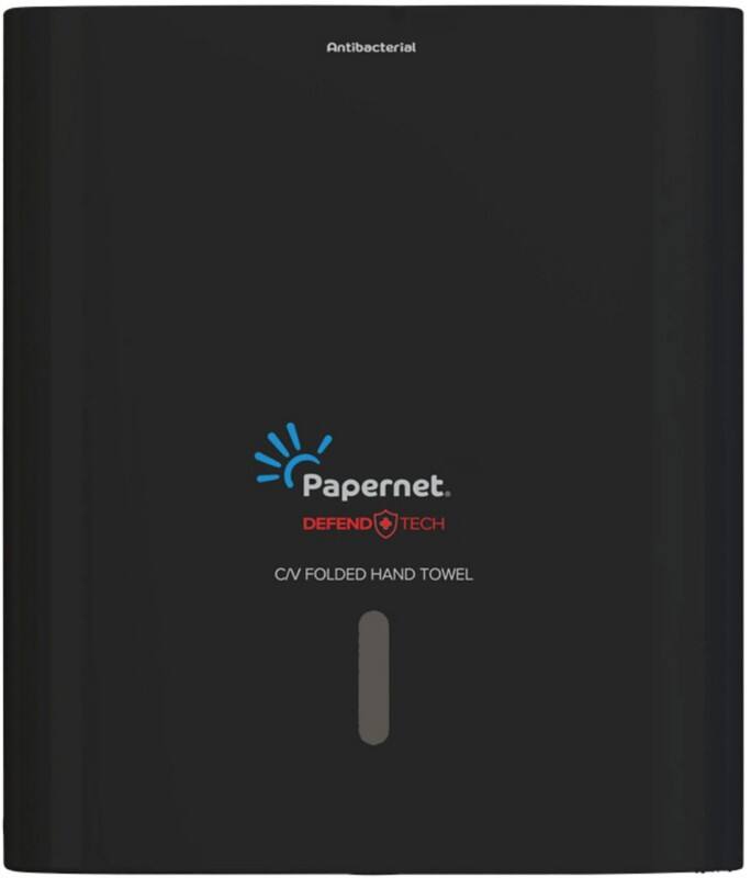 Distributeur d'essuie-mains Papernet Defend Tech Antibacterial 417204 Plastique Verrouillable Manuel Noir