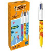 Stylo-bille BIC 4 Colours Velours Multicolore 0,4 mm Moyen Bille Rechargeable 12 unités