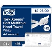 Essuie-mains Tork Xpress - Advanced Pliage en M Blanc 2 épaisseurs 120399 21 Unités de 136 Feuilles