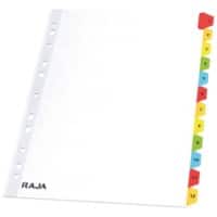 Intercalaires numériques Mylar 1 à 12 RAJA A4 Blanc 12 intercalaires Carton 11 Perforations
