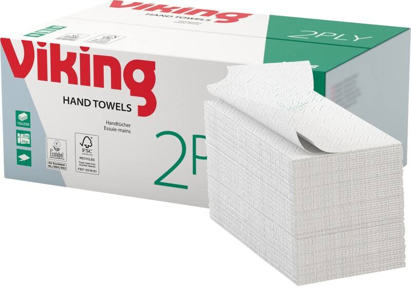 Essuie-mains Viking Recyclé 100% Pliage en V Naturel 2 épaisseurs 1268211 15 Unités de 250 Feuilles 