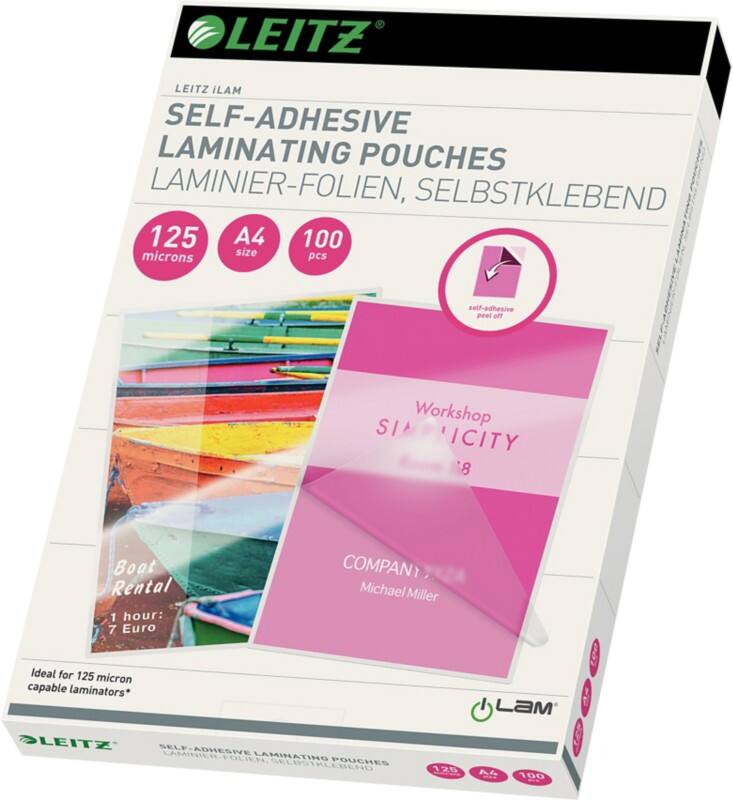 Pochette de plastification iLAM Quality Leitz 16925 A4 Autocollantes Brillant 125 microns (2 x 125) Transparent 100 Unités