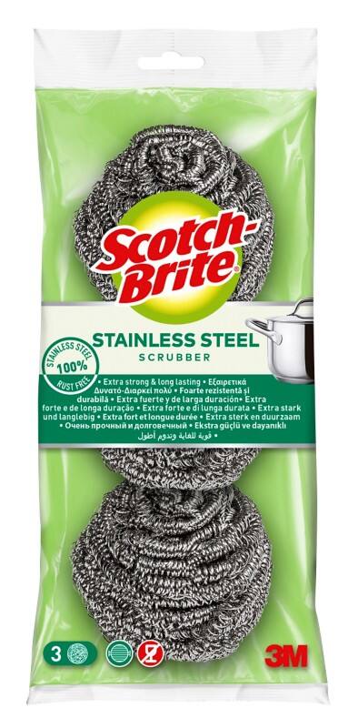 Éponge Scotch-Brite Stainless Steel 17,6 x 10,7 x 22,5 cm Argenté 3 unités