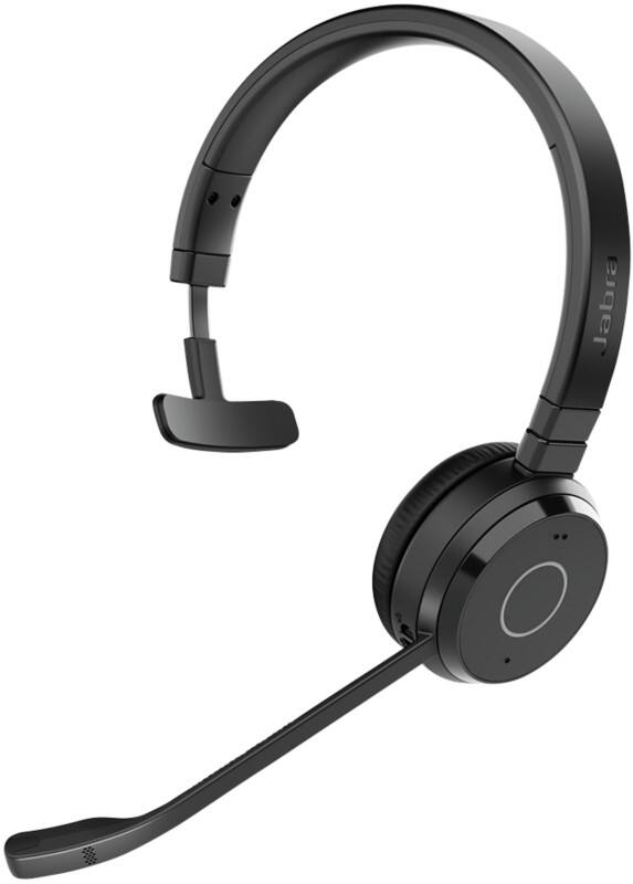 Micro casque Jabra Evolve Avec fil / Sans fil Supra-auriculaire Bluetooth Réduction de bruit passive Mono