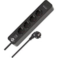 brennenstuhl Ecolor Rallonge 4-Voies 2x USB-C-1,5 m Noir 1153240106